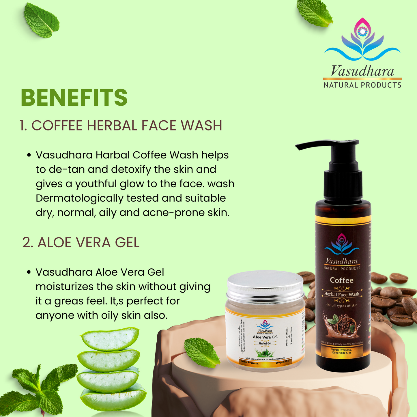 Herbal Coffee Face Wash & Aloe Vera Gel