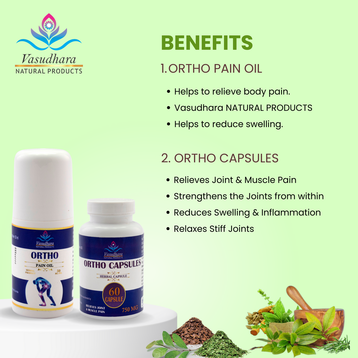 Ortho Pain Oil & Ortho Capsules Combo by Vasudhara Natural Products